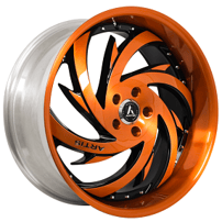 24" Artis Wheels Spada Custom 2 Tone Brushed Translucent Orange with Gloss Black Inner Rims