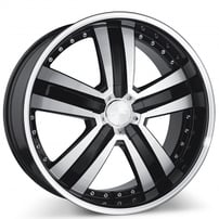 22x9/10.5" Ace Alloy C899 Deluxe Black Machined with Black Lip and Machined Stripe Wheels (5x108/5x112/114, +30/40mm | USED 7-Day)