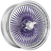 20x8" LA Wire Wheels Standard 150-Spoke Straight Lace Chrome with Purple Spoke Rims