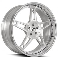21" Forgiato Wheels Affilato Brushed Silver with Chrome Lip Forged Rims