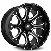 24" Hardrock Wheels H505 Bloodshot Xposed Gloss Black Milled Off-Road Rims