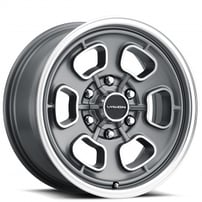 17" Vision Wheels 148 Shift Satin Grey with Machined Face and Lip 6-Lugs Rims