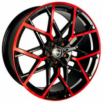 20" Elegant Wheels E009 Gloss Black with Candy Red Face Rims