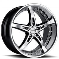 19" Staggered MRR Wheels GT5 Black with Machined Face and Lip Rims 