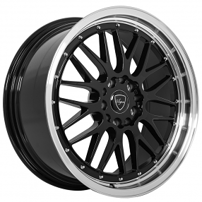 18" Elegant Wheels E023 Gloss Black with Machined Lip Rims 
