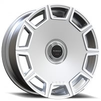 22" Staggered Koko Kuture Wheels Sicily Gloss Silver with Machined Face Floating Cap Rims
