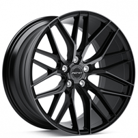 19" Staggered Inovit Wheels YSM-028 Blitz Black with Machined Face and Milled Dark Tint Rims