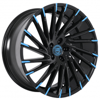 22" Lexani Wheels Wraith Custom Gloss Black with Miami Blue Accents Rims 