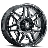 22" Scorpion Wheels SC-32 Black Milled Off-Road Rims 