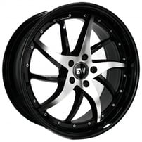 20" Elegance Wheels Star Gloss Black Machined with Gloss Black Lip Flow Formed Floating Cap Rims