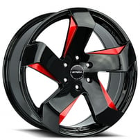 22" Strada Wheels Coltello Gloss Black Candy Red Milled Rims 