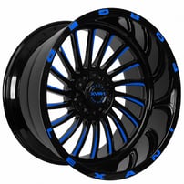 22" Lexani Off-Road Forged Wheels Uno Custom Gloss Black with Blue Milled Rims