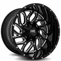 20" Hardrock Wheels H707 Destroyer Gloss Black Milled Off-Road Rims 