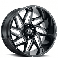 22" Vision Wheels 361 Spyder Gloss Black Milled Spokes Off-Road Rims 