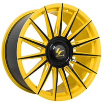 24" Staggered Lexani Wheels Lotus-XL Custom Yellow with Gloss Black Accents Rims