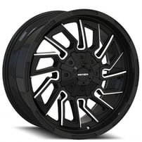 22" Mayhem Wheels 8111 Flywheel Black with Milled Spokes Off-Road Rims 