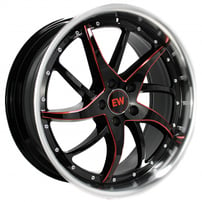 20" Elegance Wheels Star Gloss Black Candy Red Milled with Machined Lip Flow Formed Floating Cap Rims