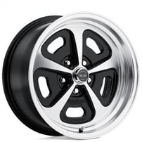 15" Staggered American Racing Wheels Vintage VN501 500 Mono Cast Gloss Black Machined Rims