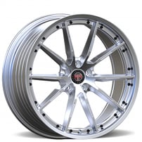 20" Staggered Revolution Racing Wheels RF1 Matte Silver with Black Rivets Flow Formed Rims