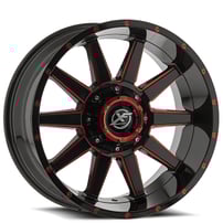 17" XF Off-Road Wheels XF-219 Gloss Black with Red Milled Rims