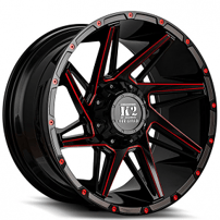 20" K2 Off-Road Wheels K09 Torque Gloss Black with Red Milled Off-Road Rims 