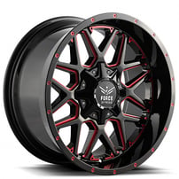 20" Force Off-Road Wheels F14 Black with Red Milled Rims