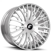 21" Staggered Forgiato Wheels Cravatta-ECL Brushed Silver with Chrome Lip Forged Rims