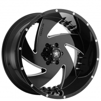 20" Luxxx HD Wheels LHD6 Gloss Black Milled with Chrome Spike Rivets Off-Road Rims