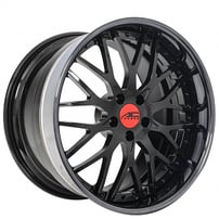 19" AC Forged Wheels ACF701 Gloss Black Face with Black Chrome Lip and Red Cap Three Piece Rims