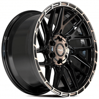 22" 4Play Wheels 4PS28 Gloss Black with Brushed Face and Tinted Clear Off-Road Rims