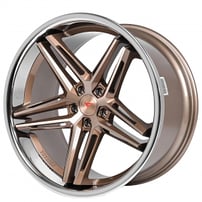 20" Staggered Ferrada Wheels CM1 Brushed Cobre with Chrome Lip Rims