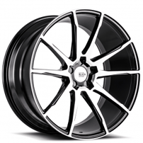 22" Staggered Savini Wheels Black Di Forza BM12 Machined Black Rims