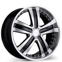 22x9" Ace Alloy C899 Deluxe Black Machined with Polished Lip Wheels (Blank) 