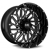 20" Hardrock Wheels H508 Blacktop Xposed Gloss Black Milled Off-Road Rims
