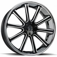 22" Luxxx Alloys Wheels Lux LE13 Gloss Black Milled with SS Lip Rims