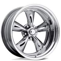 15" Staggered American Racing Wheels Vintage VN405 Torq Thrust II Custom Two-Piece Chrome with Polished Barrel Rims