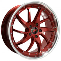 20" Elegance Wheels Star Candy Red Face with Machined Lip Flow Formed Floating Cap Rims