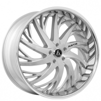24" Staggered Artis Wheels Decatur Silver Brushed Face with Chrome Lip Rims