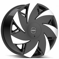 24" Strada Wheels Turbina Gloss Black with Machined Tips Rims