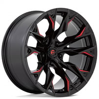 22" Fuel Wheels D823 Flame 5 Gloss Black with Red Milled Off-Road Rims