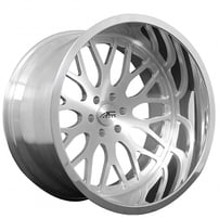 22" AC Forged Wheels ACF701 Brushed Silver Face with Polished Lip Off-Road Monoblock Rims