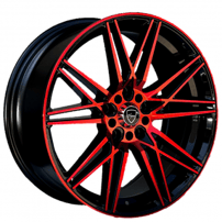 18" Elegant Wheels E005 Gloss Black with Candy Red Face Rims