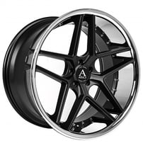 20" Staggered Azad Wheels AZ1029 Satin Black with Chrome Lip Rims 