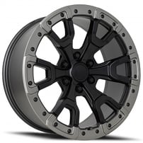 17" Ford Raptor Wheels FR 99 Satin Black Face with Carbon Gray Ring OEM Replica Off-Road Rims