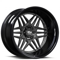 22" Luxxx HD Wheels LHD PRO3 Matte Black Face with Gloss Black Lip Off-Road Rims