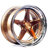 19" Staggered Rennen Wheels CSL 7 Bronze with Chrome Lip Rims 