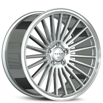 22" Koko Kuture Wheels Parlato Gloss Silver with Polished Lip Flow Formed Rims