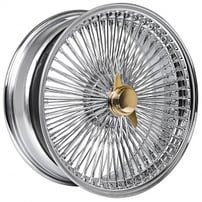 20x8" LA Wire Wheels FWD 150-Spoke Straight Lace Chrome Center with Gold Knock-Off Rims