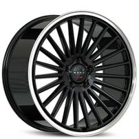 22" Staggered Koko Kuture Wheels Parlato Gloss Black with Polished Lip Flow Formed Rims