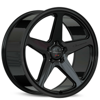 22" Staggered Giovanna Wheels Cinque Gloss Black Flow Formed Rims